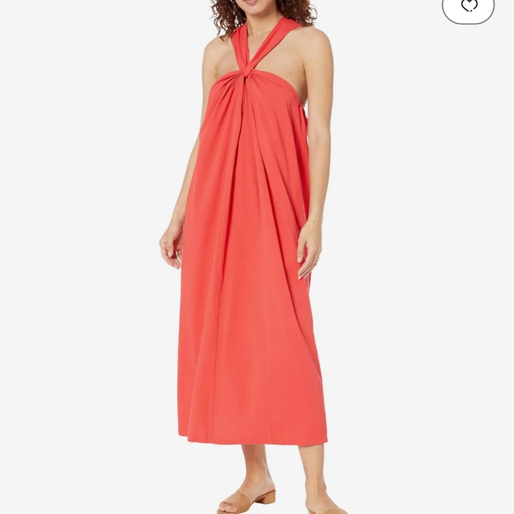 Faherty Coral Halter Twist Midi Dress